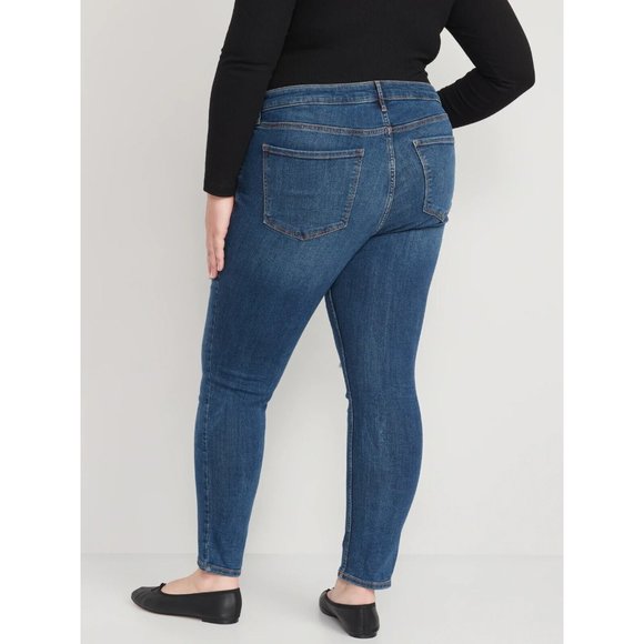 Old Navy Jeans Rockstar Super Skinny Mid Rise Blue Distress - Picture 2 of 10